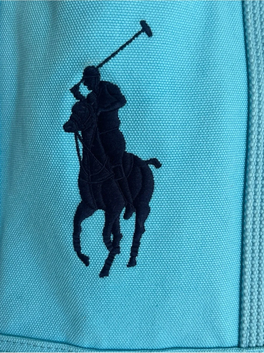 Polo Ralph Lauren  Light Blue Big Pony Zip Cotton Canvas Tote Bag RARE